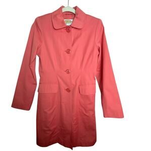 Talbots Petites Coral Pink Tailored Light Weight Trench Coat Petite Small